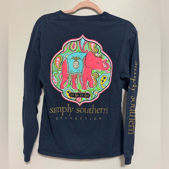 Simply Southern Tops - Simply Southern Navy Elephant Long Sleeve Tee